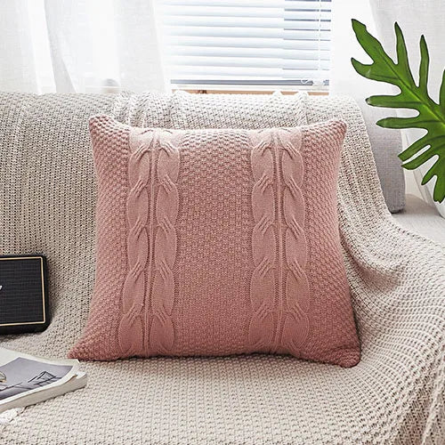 Axyaa Cable Knit Cushion Cover Soft Solid Pillow Case, 45cm*45cm, 5 Colors