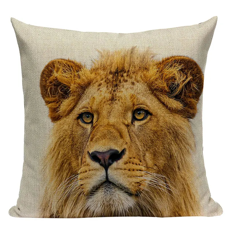 Axyaa Animal Series Cushion Cover: Tiger Elephant Monkey Pillow Cover Home Decor