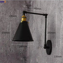 Axyaa Loft Industrial Wall Light Black Swing Arm Vintage LED Edison Wall Lamp