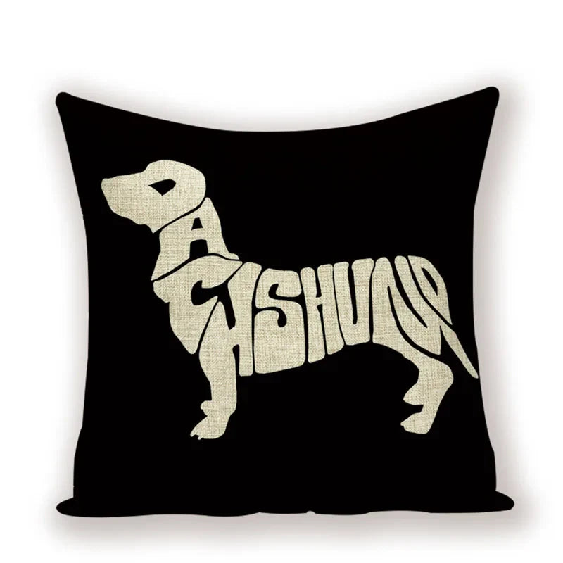 Dachshund Linen Pillow Cover for Sofa Decor Axyaa Home Decorative Cushion Case