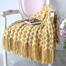 Axyaa Grey Yellow Black Zigzag Knitted Throw Blanket 120x230cm