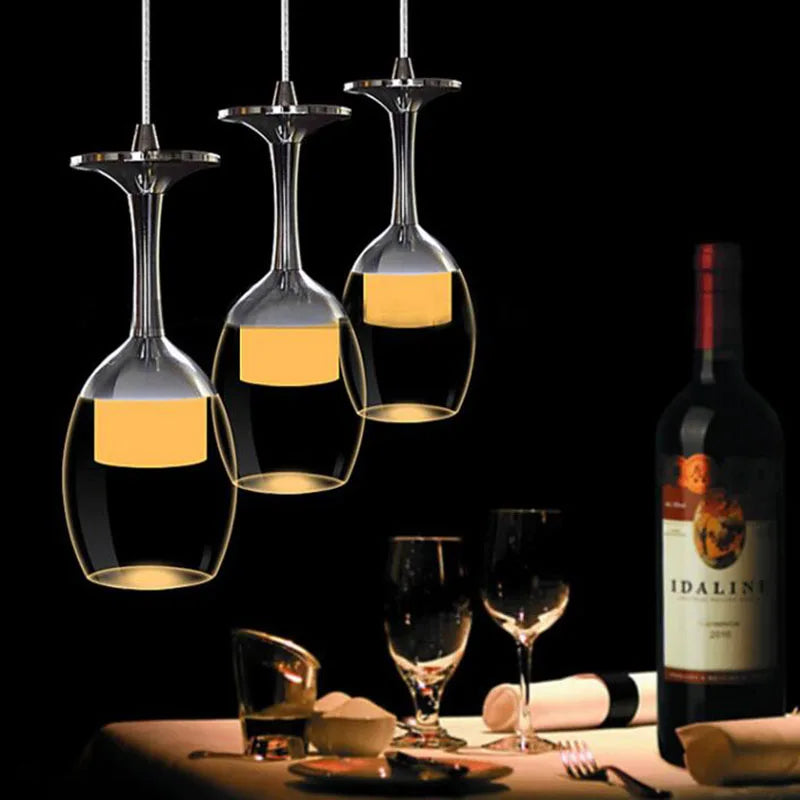 Axya Modern Wine Glass Pendant Lights - 1/3/5 Heads Acrylic Bar Dining Hanging Lamp