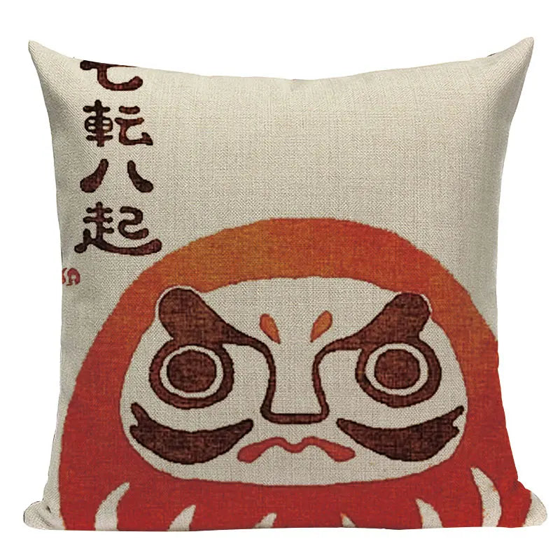 Axyaa Japanese Style Sofa Pillow Cover 45x45cm - Jin Wind and Carp Pattern