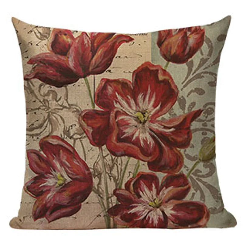 Retro Flower Cushion Cover - Axyaa Brand - Home Decor Luxury Pillows