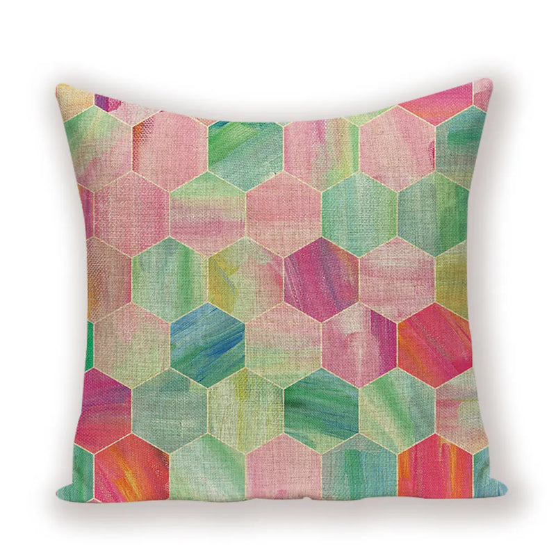 Geometric Linen Cushion Cover for Home Decor - Axyaa's Stylish Throw Pillow Case