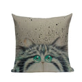 Square Cat Pillow Covers by Axyaa: Cute Cartoon Print Sofa Throw Pillow Cover