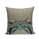 Square Cat Pillow Covers by Axyaa: Cute Cartoon Print Sofa Throw Pillow Cover