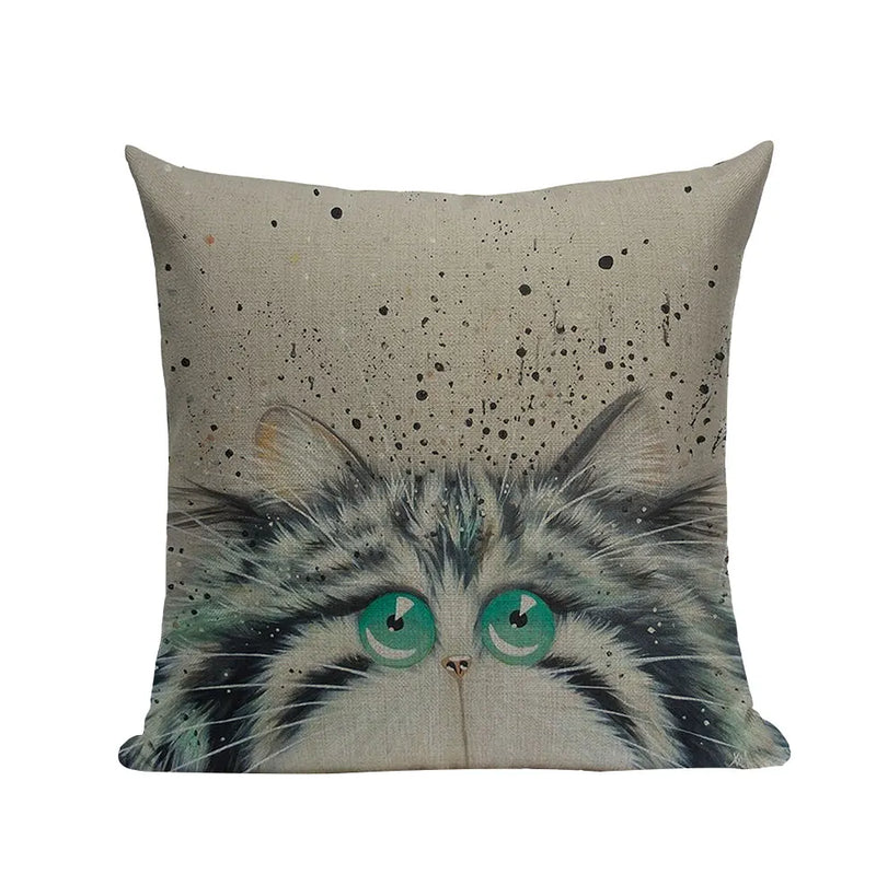 Square Cat Pillow Covers by Axyaa: Cute Cartoon Print Sofa Throw Pillow Cover