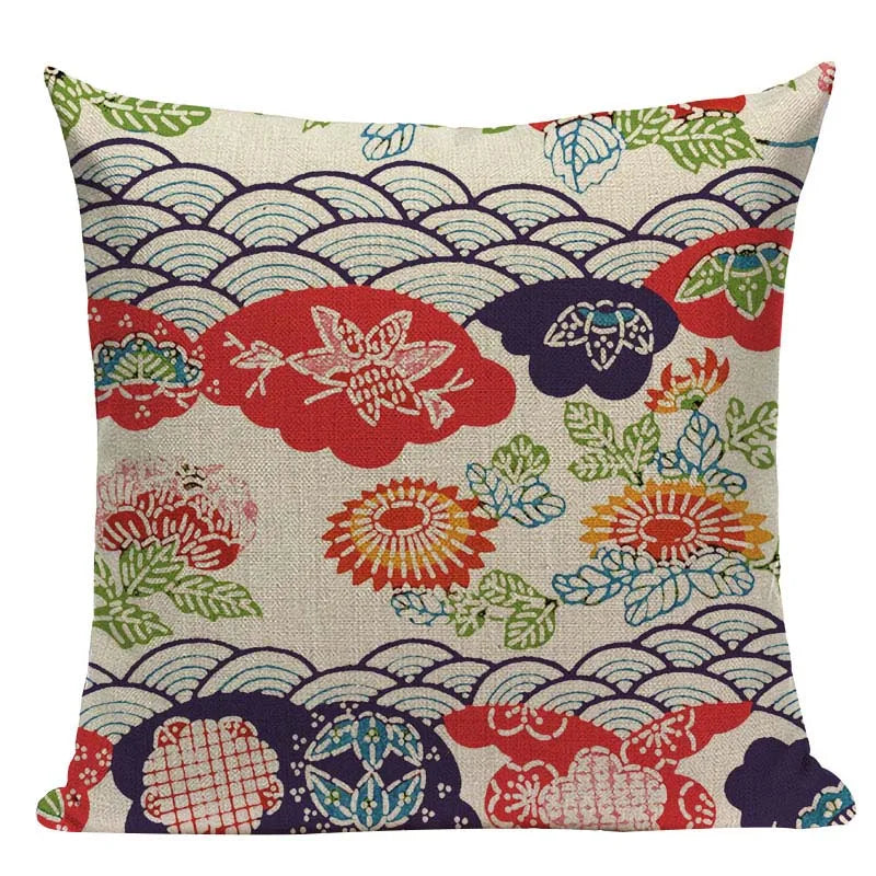 Axyaa Ukiyo Style Fuji Mountain Throw Pillow Cover