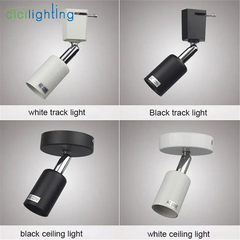 Axyaa Minimalist E27 Track Light with Adjustable Direction in Ceiling Mounted Fixture