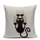Axyaa Hand Painted Cat Eyes Linen Pillow Cover, Nordic Style, Black White Pattern