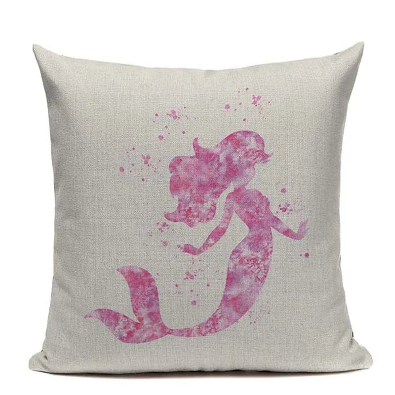 Axyaa Mermaid Pillowcase Ocean Style Cushion Cover 45x45cm Square Home Decor