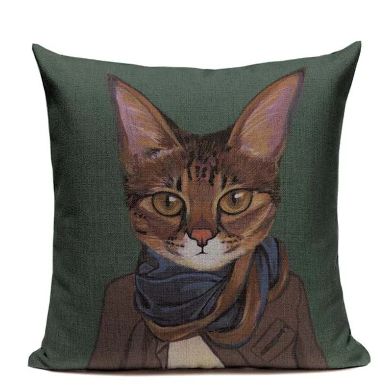 Axyaa Cartoon Cat Cushion Cover: High Quality Linen Sofa Home Decor Pillowcase