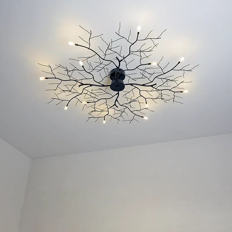 Axyaa LED Ceiling Lamp: Nordic Branch Iron Chandeliers for Bedroom and Living Room