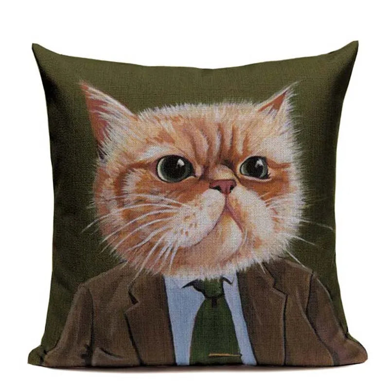 Axyaa Cartoon Cat Cushion Cover: High Quality Linen Sofa Home Decor Pillowcase