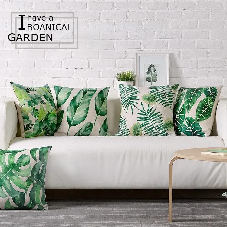 Axyaa Tropical Palm Leaf Cushion Cover 45x45cm
