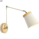 Axyaa Modern Nordic Wooden LED Swing Arm Wall Lamp Fixtures for Living Room & Bathroom
