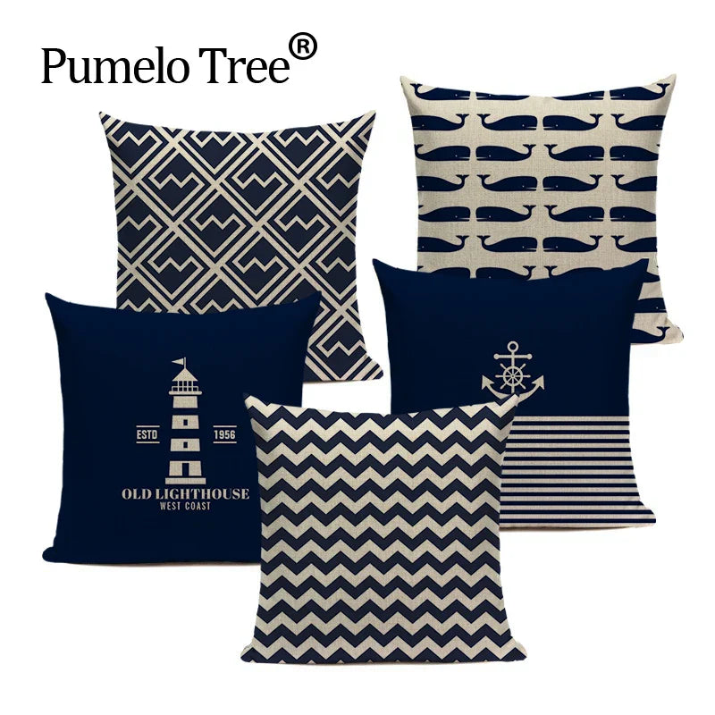 Nautical Anchor Throw Pillow Cover - Axyaa Branded Home Decor Collection
