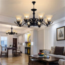 Axyaa Loft Pendant Chandelier with LED Bulb, Wrought Iron and Glass Cover