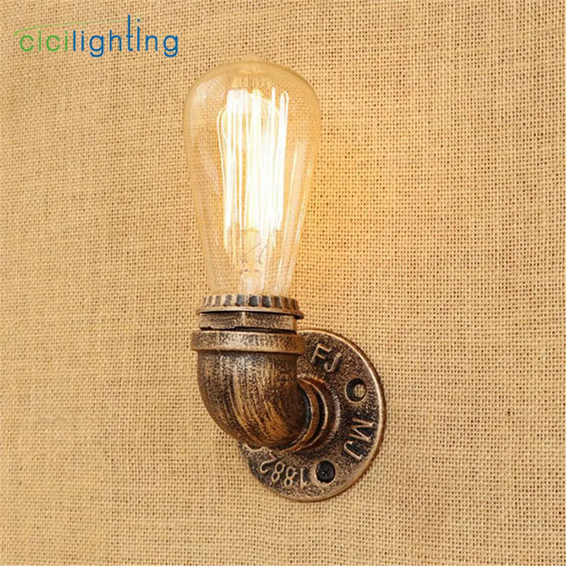 Axyaa Steampunk Loft Pipe Wall Lamp in Black Brown Bronze Silver - Pipe Wall Lighting