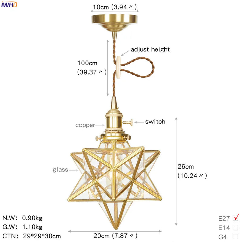 Axyaa Nordic LED Glass Pendant Lamp for Home Lighting