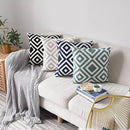 Embroidered Geometric Cushion Cover Grey Black Blue Axyaa Pillowcase Square 45x45cm