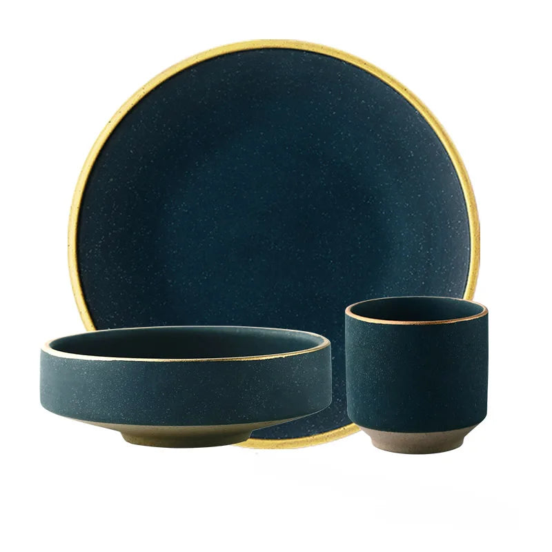 Axya Gold-rimmed Ceramic Dinner Plate for High-end Dining