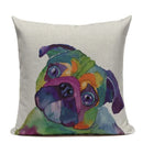 Animal Dog Cushion Cover French Bulldog Pug Pillowcase Woven Linen Decor Home Axyaa