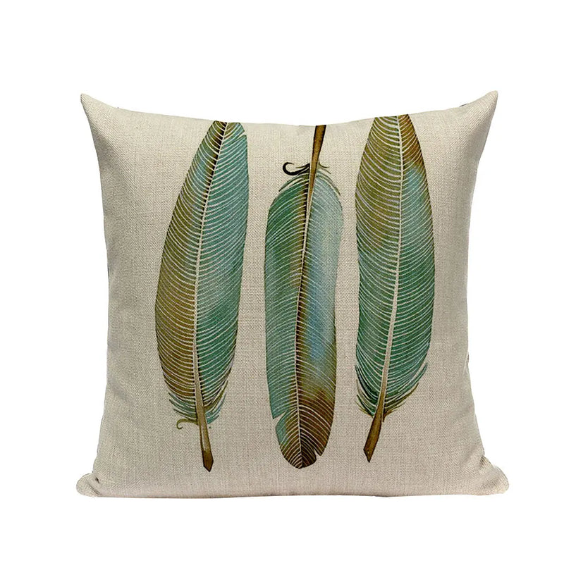 Axyaa Cotton Linen Feather Cushion Cover for Home Decor