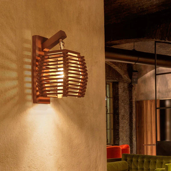 Axyaa Bamboo Wall Lamp: Vintage Chinese E27 Sconce Light for Home, Restaurant, Cafe