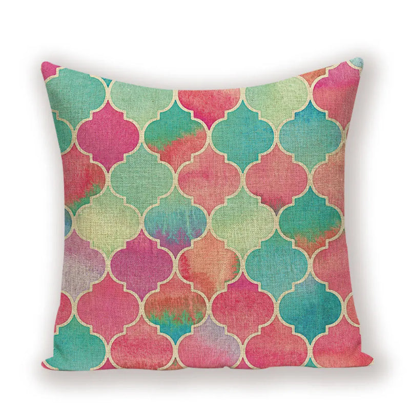 Geometric Linen Cushion Cover for Home Decor - Axyaa's Stylish Throw Pillow Case