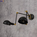 Axyaa Vintage Industrial Swing Arm Wall Light with 2 Heads in Antique Retro Style