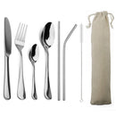 Axyaa 6-Piece Blue Dinnerware Set with Colorful Stainless Steel Cutlery