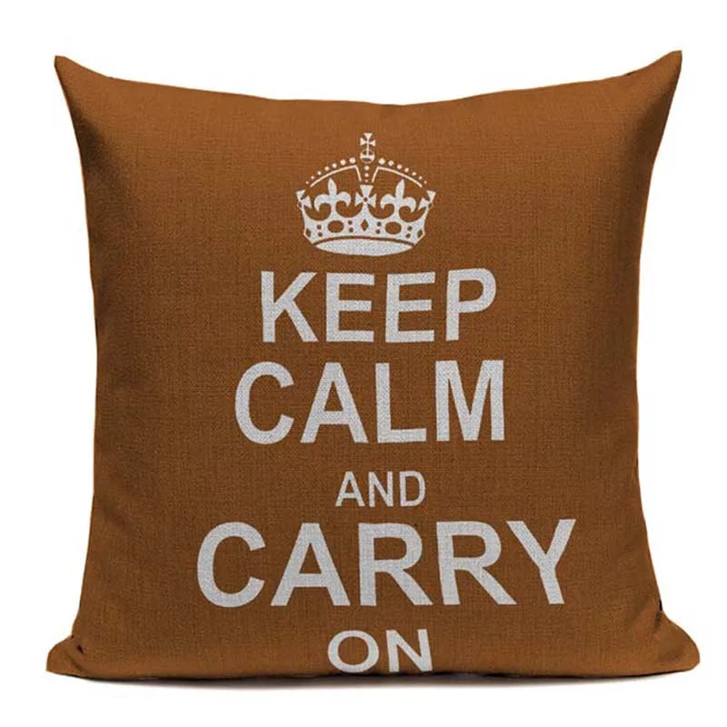 Axyaa Crown Design Cotton Linen Blended Cushion Cover - King Queen Letter Pillowcase