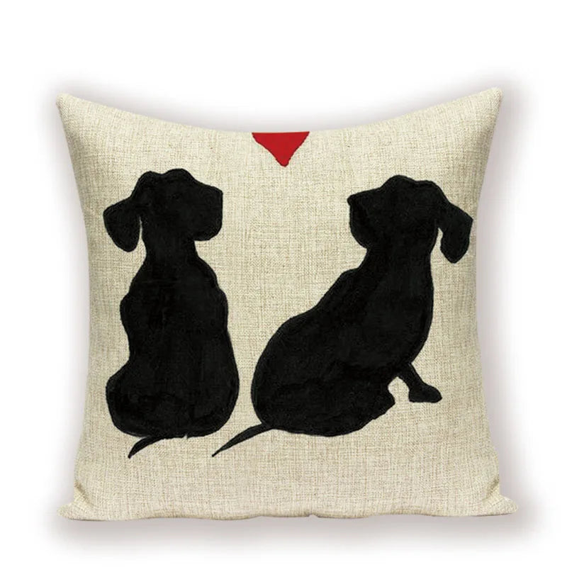 Dachshund Linen Pillow Cover for Sofa Decor Axyaa Home Decorative Cushion Case