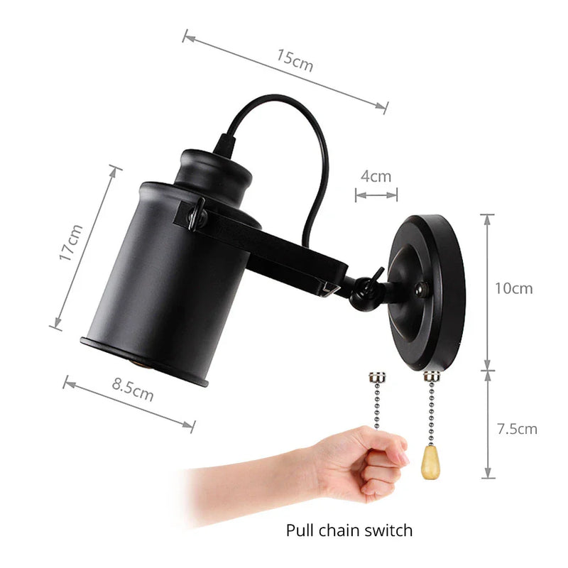Axyaa Vintage Industrial Wall Sconce with Pull Chain Switch