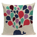 Colorful Fish Pattern Linen Cushion Cover by Axyaa