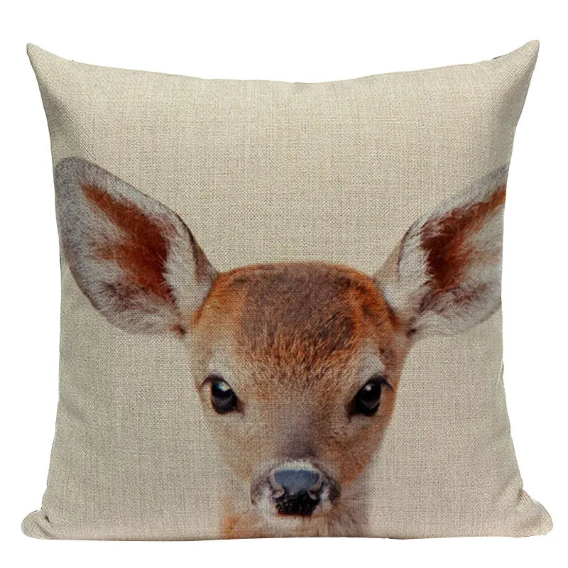 Axyaa Deer Print Cushion Cover 45x45cm Sofa Car Decor Pillow