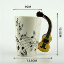 Axyaa Violin Guitar Ceramic Music Mug, Creative Stave Cup with Handle