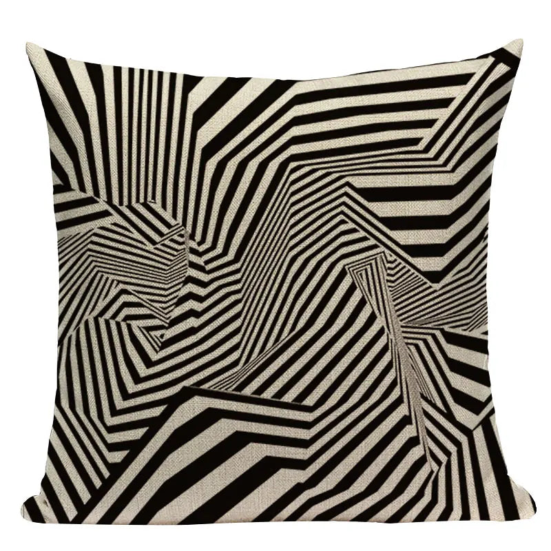 Axyaa Geometric Linen Cushion Cover 45x45cm - High Quality Decor Pillow