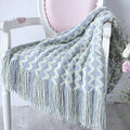 Axyaa Grey Yellow Black Zigzag Knitted Throw Blanket 120x230cm