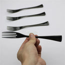 Axyaa 4-Piece Black Stainless Steel Dessert Fork Set for Dinner Salad Fruit