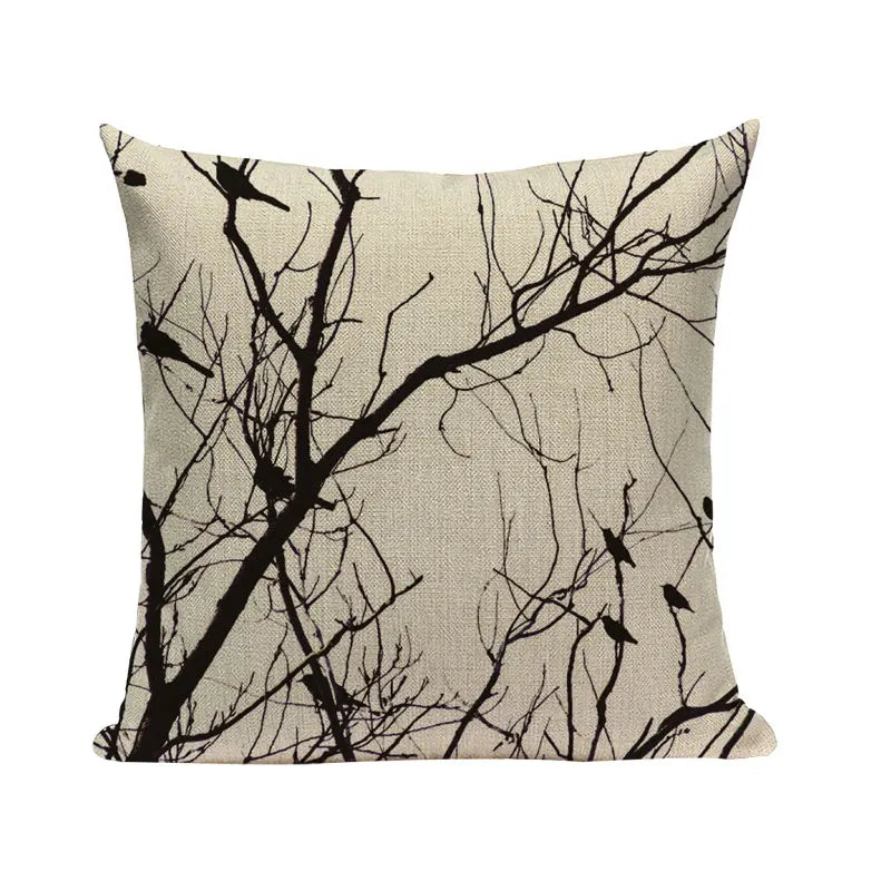 Axyaa Woven Flower Tree Cushion Cover - Black & White Decorative Pillowcase