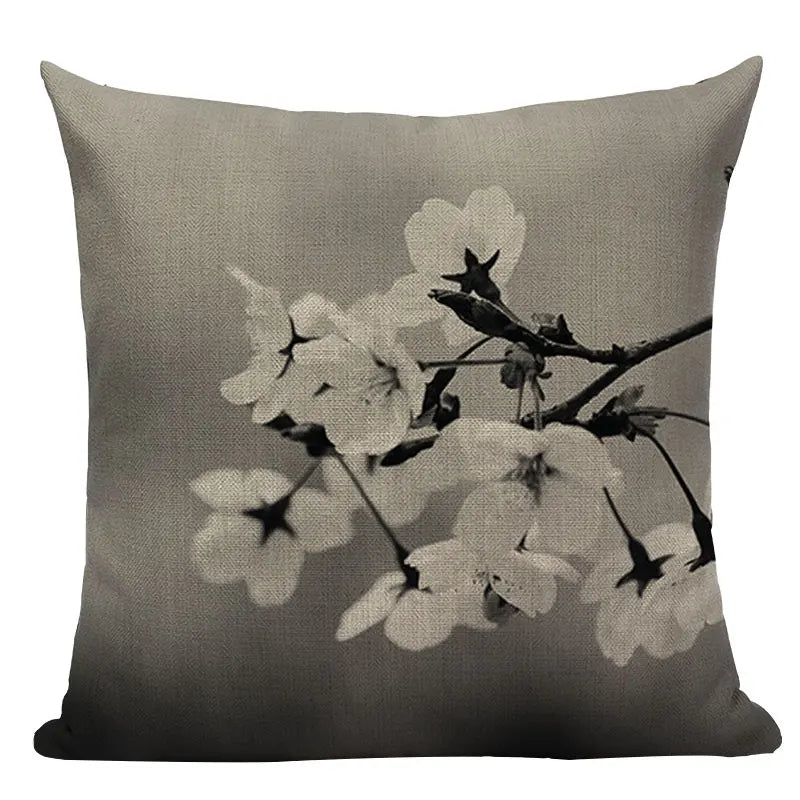 Geometric Meditation Decorative Throw Pillow Cover Axyaa Black White Linen Square Case