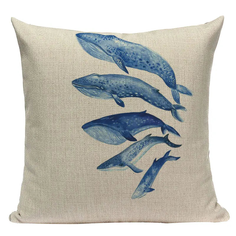 Colorful Fish Pattern Linen Cushion Cover by Axyaa