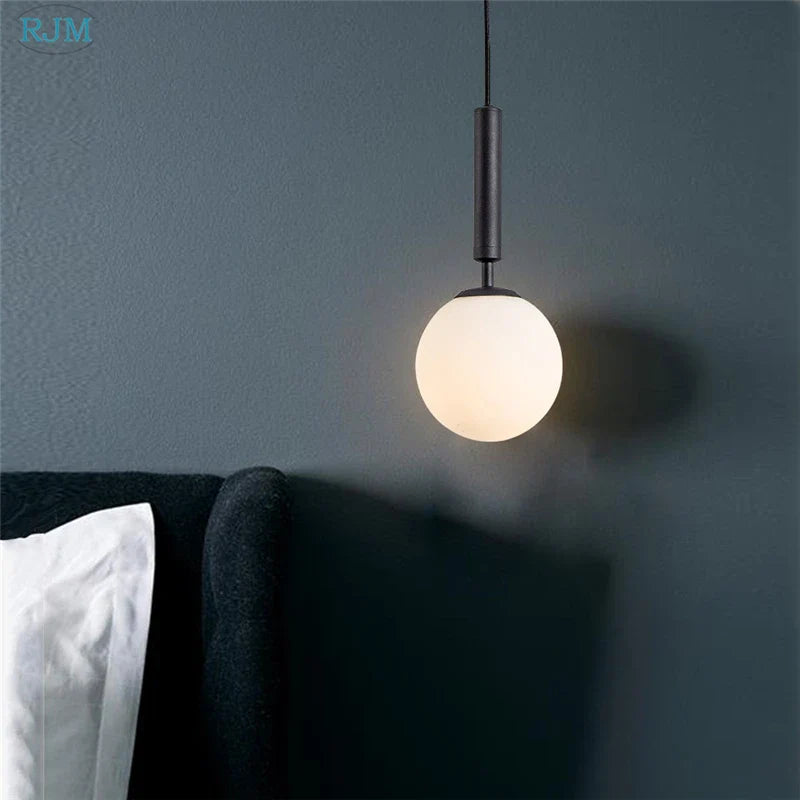 Axyaa Nordic Glass Ball LED Pendant Light - Modern, Creative, Single Head for Home & Commercial Settings