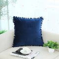 Axyaa Soft Velvet Pompom Ball Pillow Covers in Pink, Red, Blue, Ivory
