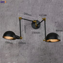 Axyaa Vintage Industrial Swing Arm Wall Light with 2 Heads in Antique Retro Style