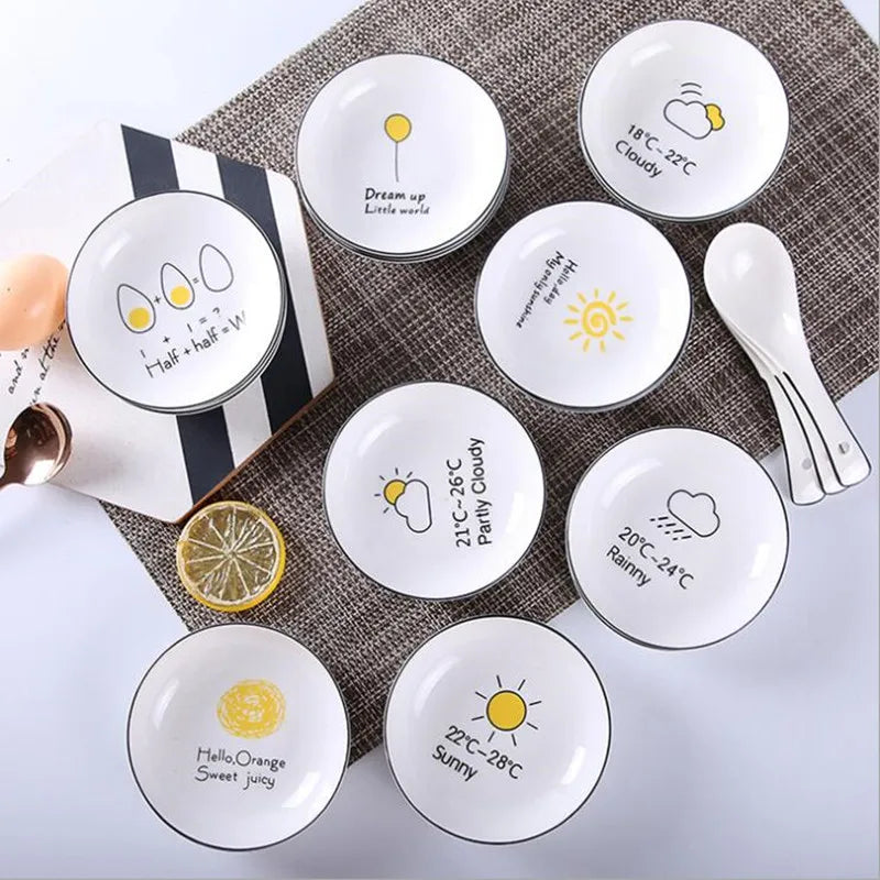 Axya™ Weather Pattern Soy Dish 10cm - Novelty Kitchen Tableware Small Plate Gift