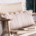 Axyaa Red Peacock Coffee Ivory Knit Cushion Cover 35x65cm for Sofa Bed Decor